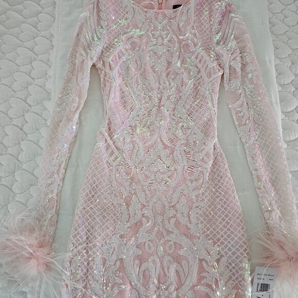 Blondie Nites Dresses & Skirts - Blondie nites pink iridescent feathers dress